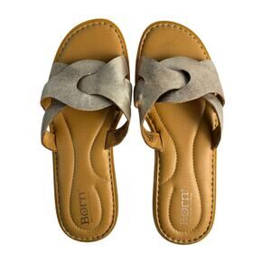 Born Women's Gold Leather Slide Sandals Size 7